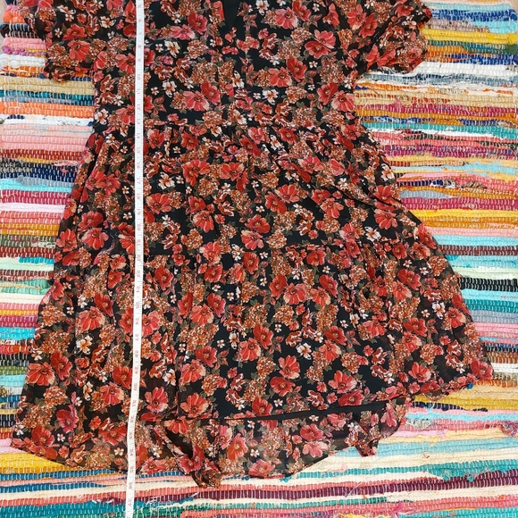 1. STATE Sheer Floral Fuchsia Pink & Black Ruffle Babydoll Spring Summer Dress - Picture 11 of 15